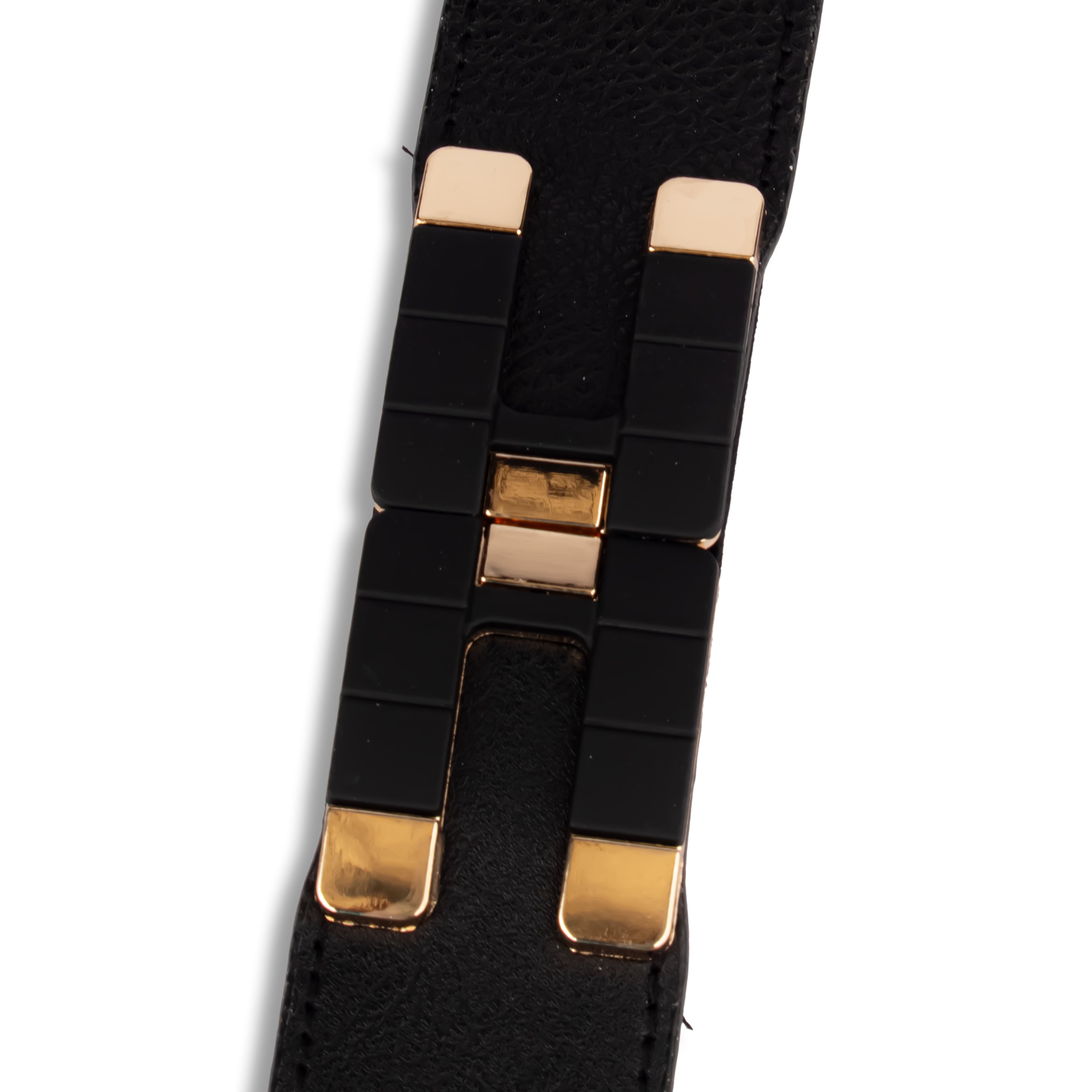 Fancy Belt Gold Black Buckle Design Women Belt