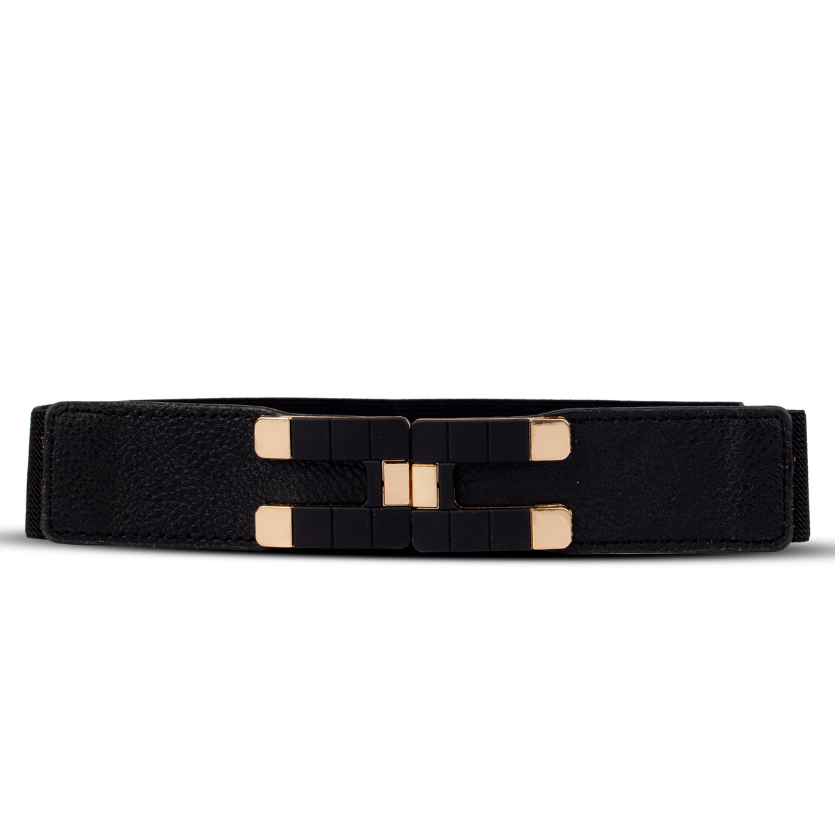 Fancy Belt Gold Black Buckle Design Women Belt