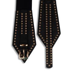 Women Rhinestone Studded Black Decor Belt