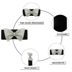 Glamorous Black Belt with Sparkling Bow Buckle