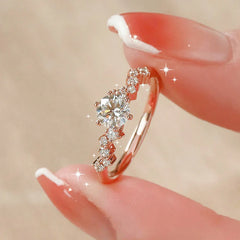 Classic Solitaire Crystal Ring in Rose Gold Tone