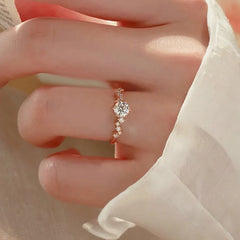 Classic Solitaire Crystal Ring in Rose Gold Tone