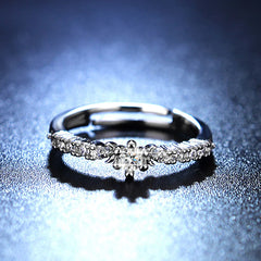 Classic Crystal Band Ring in Silver Tone