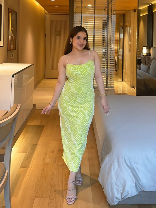 Lime Glow Slip Dress