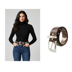 Buckle Up in Style: Studded Elegance Meets Western Bling with Our Brown and Black Leather Belts