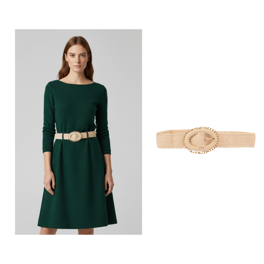 Beige Woven Grass Bohemian Style Belt