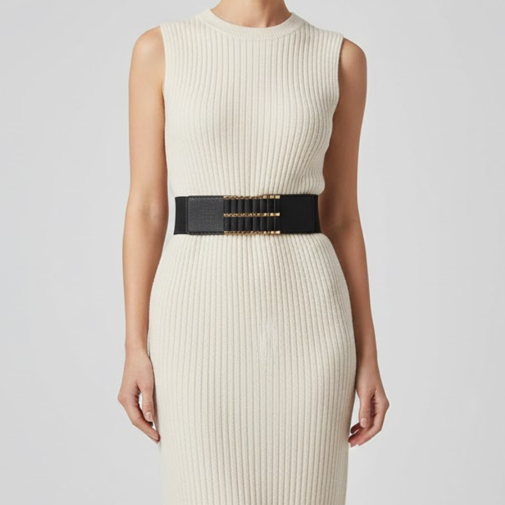 Casual Black Fabric Dress Belt