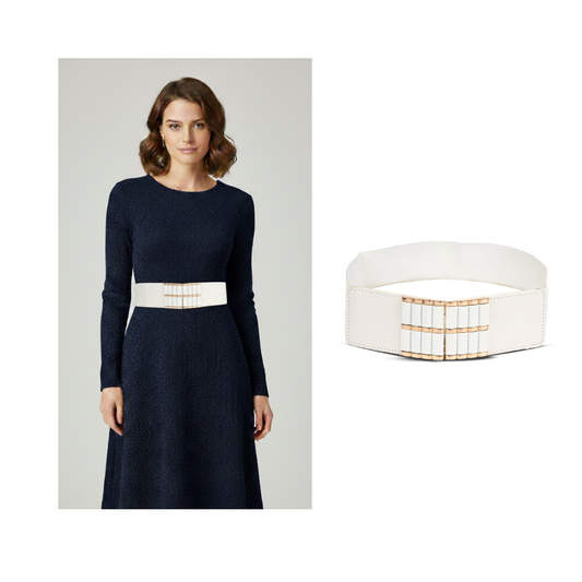 Casual White Fabric Dress Belt