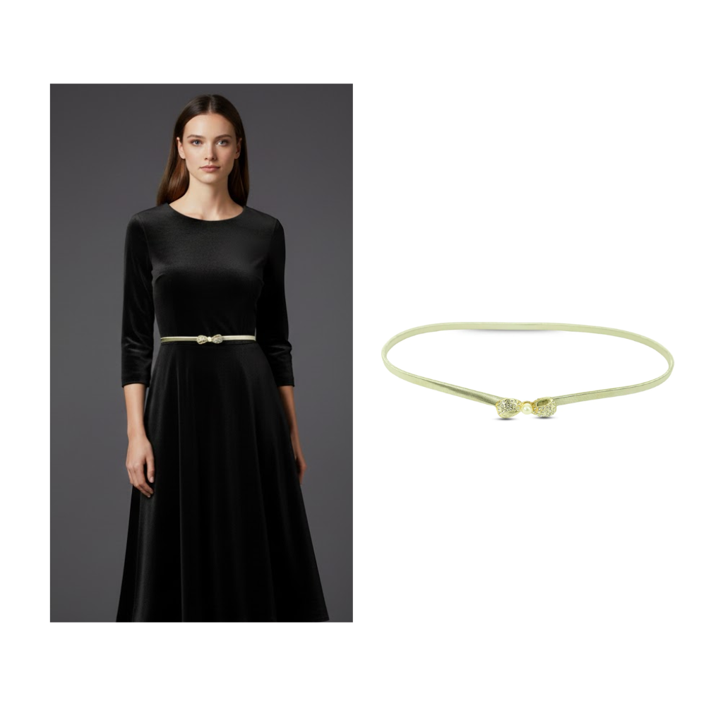 Silver Stretchy Rhinestone Bow Belt