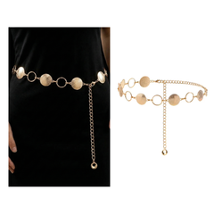 Women's Gold-Tone Circle and Ring Chain Belt