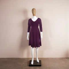 Fit and Flare Purple Lycra Dress For Women