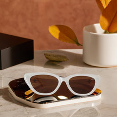 Joe's White Unisex Cat-Eye Sunglasses