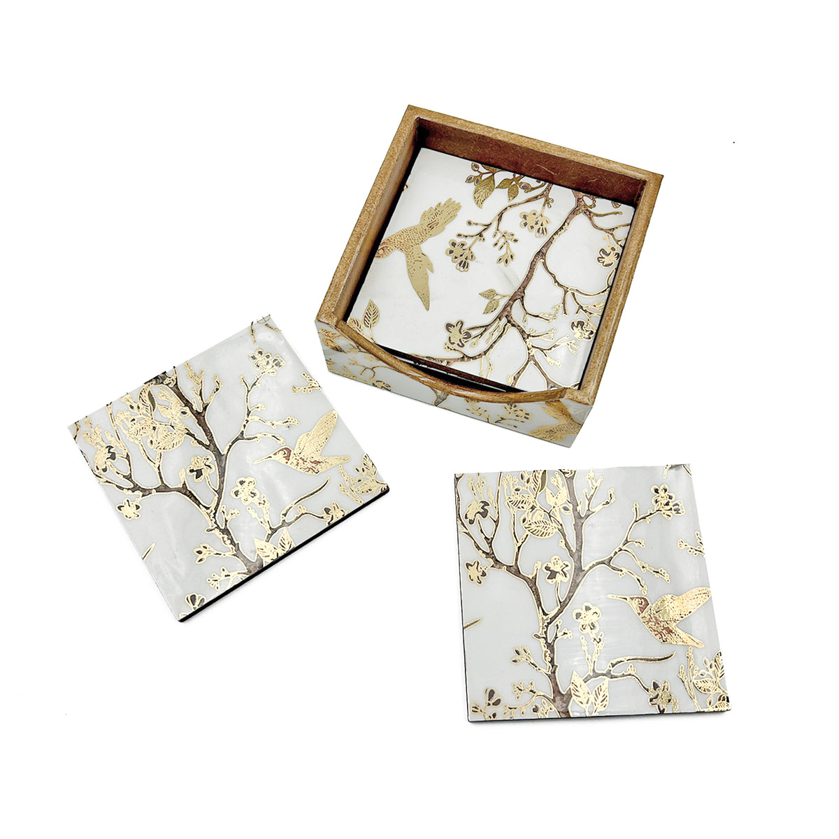 Ivory & Gold Birdsong Coaster Set
