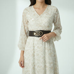 Waist Belt with Gold Interlocking Rings Buckle